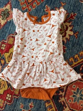 Baby Girls University of Texas Burnt Orange Print Peplum Onesie